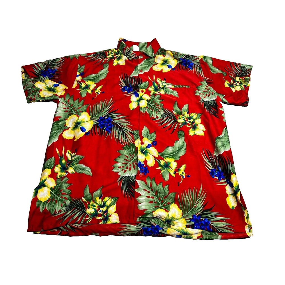 Vintage R&R Hawaiian Shirt Red Hibiscus Aloha‎ Surfer Men's Size 2XL
